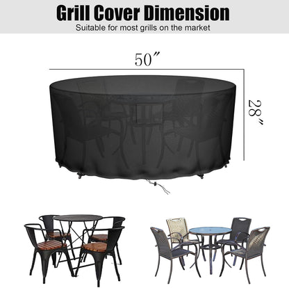 600D 50''D 28''H Falflor Round Patio Table & Chair Cover - Oxford, Waterproof, Windproof, Anti-UV - x