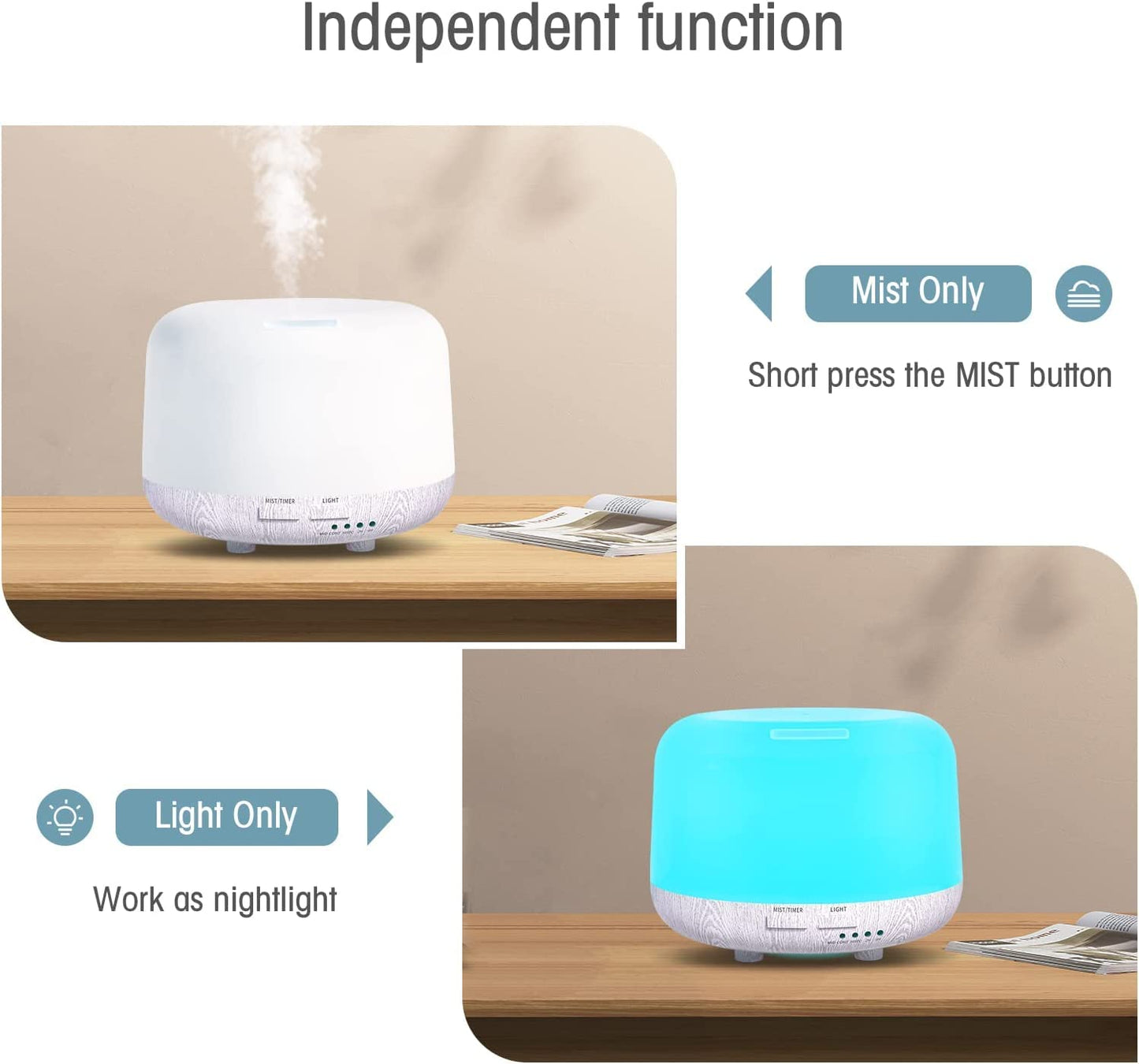 Oil Diffuser Humidifier 300ML,Electric Ultrasonic Air Aroma Diffusers Vaporizer,Scent Mist Defuser with Remote,Auto-Off,7led Color Changing Light for Large Bed Room,Home,Office