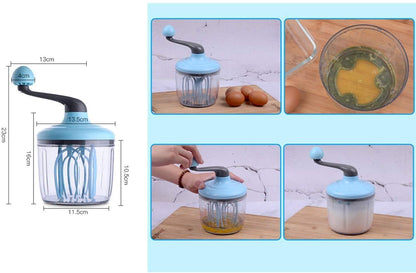 Egg Whisk &Separators Plastic Hand Crank Push Whisk Blender for Home - Versatile Tool for Egg Beater, Milk Frother, Hand Push Mixer Stirrer - Kitchen Utensil for Blending, Whisking, Beating