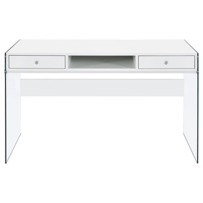 Coaster Home Furnishings Dobrev 48-inch 2-Drawer Writing Desk White High Gloss 800829