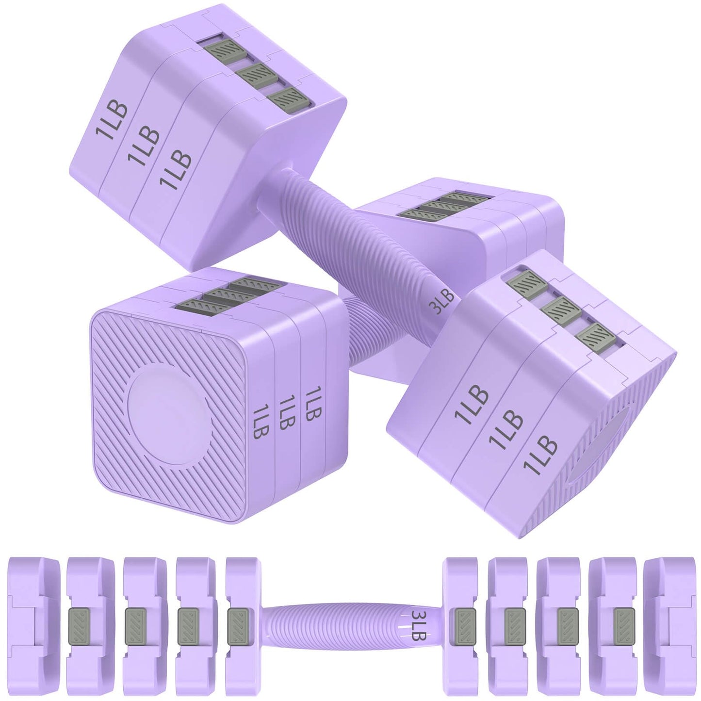 22LBS Adjustable Dumbbells Set, Hand Weights Sets with 5 Levels 3lb, 5lb, 7lb, 9lb, 11lb, Adjustable Weight Dumbbells for Women/Men Home Gym Full Body Workout