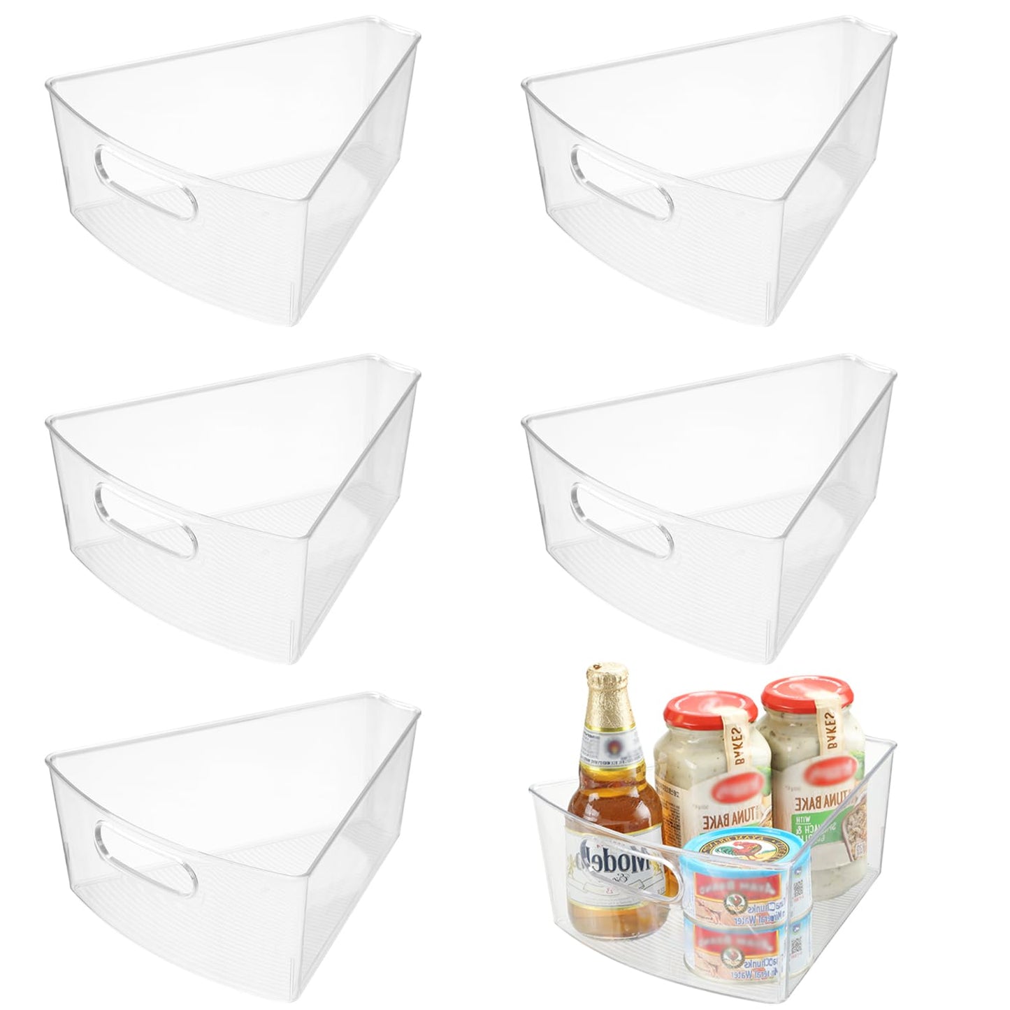 OMNISAFE Lazy Susan Organizer Bins,10.2”x 9.4”x 4”, 26" Diameter Clear Durable Kitchen Cabinet Storage Bin Set with Handle, Food Safe, Non-Slip Pads, BPA Free