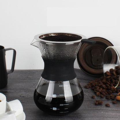 Yosoo Elegant Hand Pour Over Coffee Maker Set, Reusable Manual Drip Filter, Glass Carafe & Stainless Steel Filter