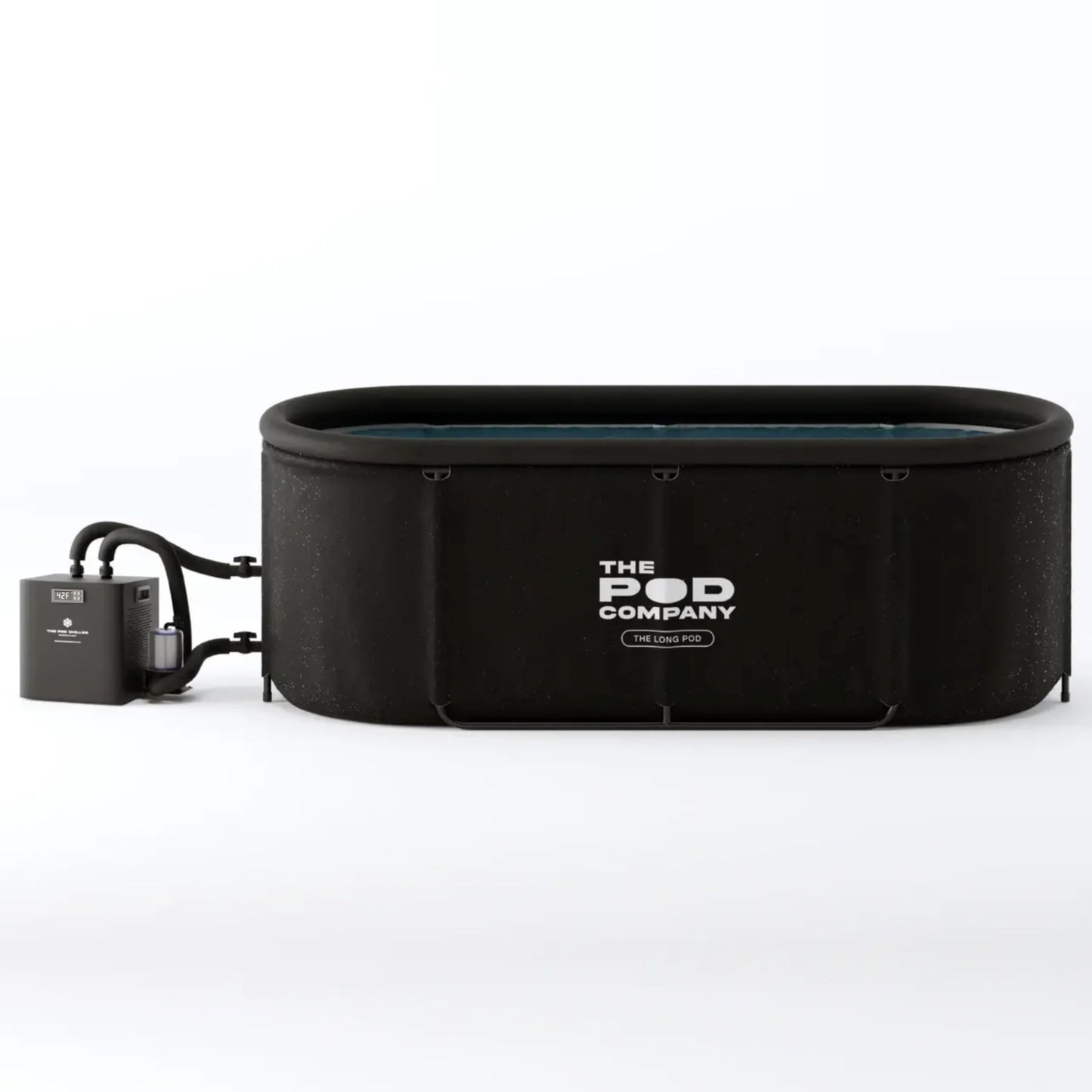 The Pod Company Cold Plunge Bundle – Long Pod (126 Gallon) + 1/3 HP Standard Water Chiller (41°F) – Extra-Large Metal Frame Cold Plunge Tub with Filtered Cooling System