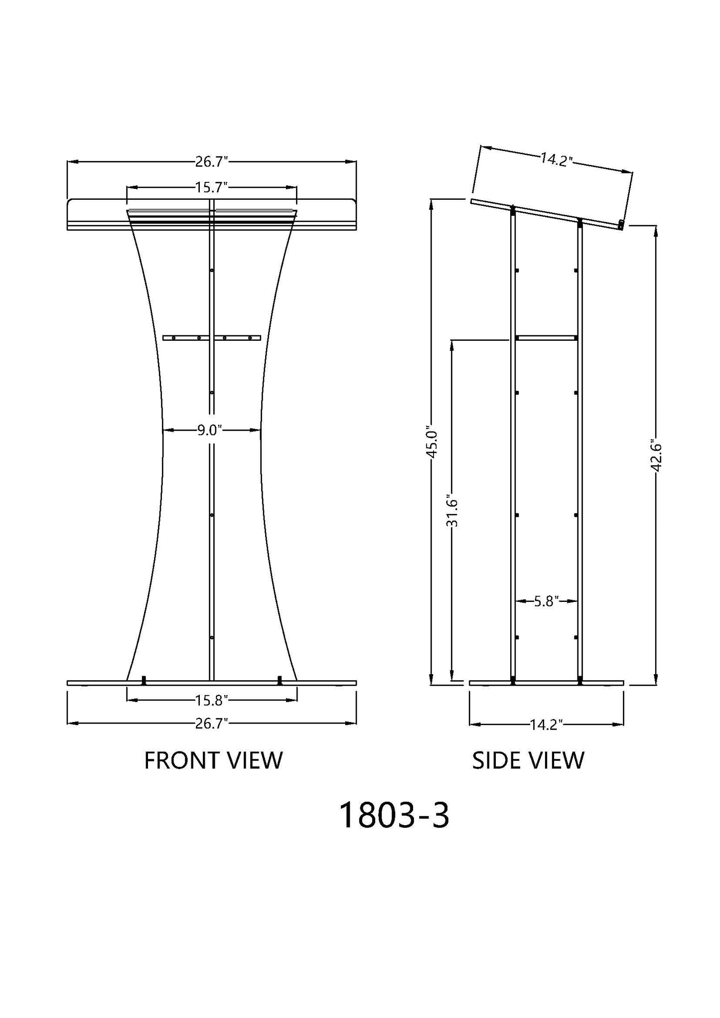 FixtureDisplays® Clear Acrylic Lucite Podium Pulpit Lectern 1803-3
