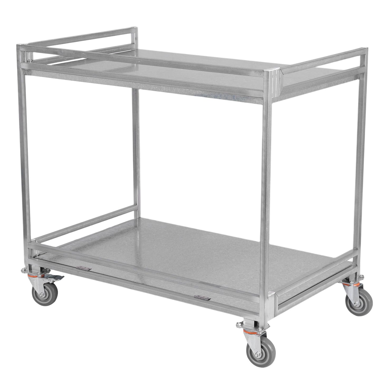 Generic 2-Shelf Utility/Service Cart Metal Storage Carts with Wheels 660lbs Capacity with Handle for Warehouse/Garage/Cleaning/Manufacturing