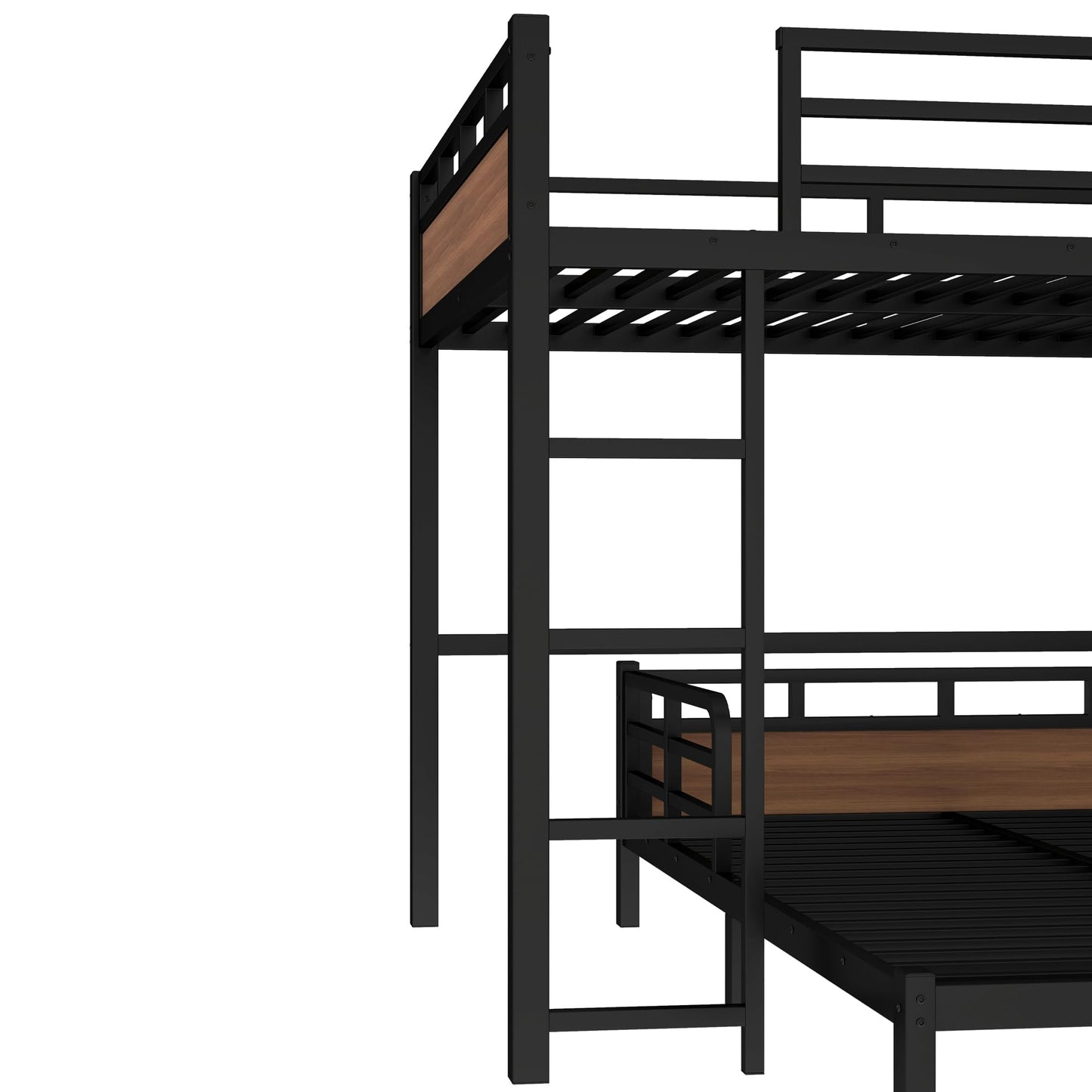 Bellemave Queen Over Queen Bunk Bed with Headboard and Full Length Guardrail, Separable Bunk Bed Queen Size, Heavy Duty Bunk Beds Can Turns Into Loft Bed and Platform Bed, Walnut