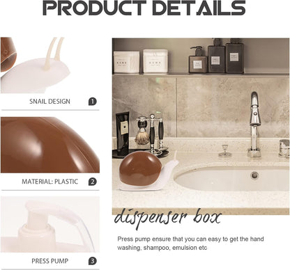 Snail Shaped Soap Dispenser, Cute Hand Soap or Lotion Pump Bottle, Fun Bathroom Accessory, Coffee Color, 6.88 x 4.33 x