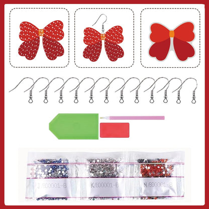 BEUNITONE Bow Diamond Art Earring Kit for Making Earrings - 12Pcs DIY Crystal Bow Shape Sequin Art Craft, Wearable Jewelry Making for Adults Women, Drop Dangle Earring Handmade Gifts for Birthdays