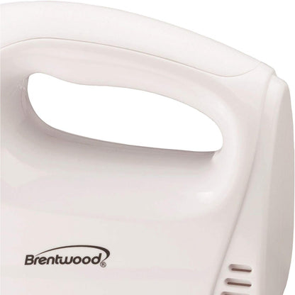Brentwood Electric Hand Mixer - Lightweight 5-Speed, White