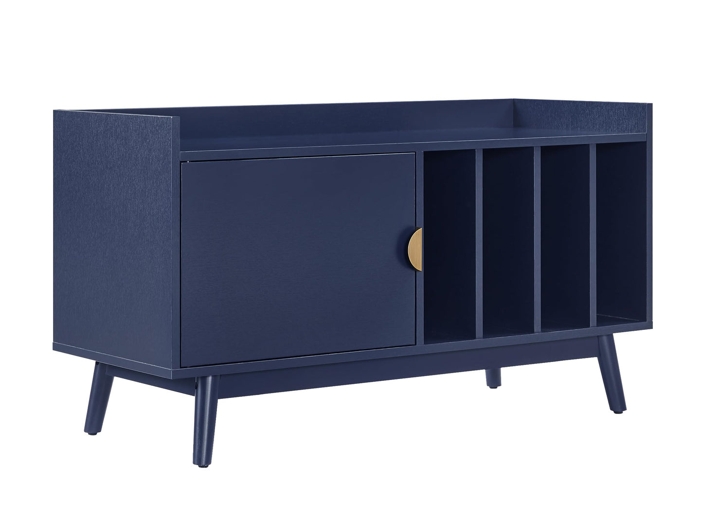Crosley Furniture Skylar Mid-Century Record Player Cabinet with Vinyl Storage, Turntable Stand for Records, Navy