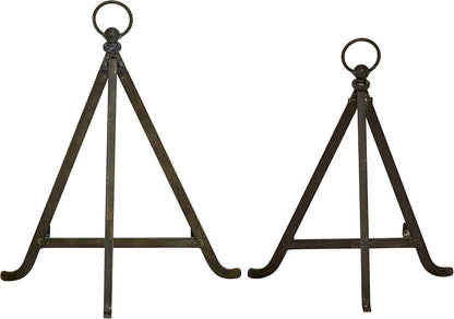 Deco 79 Metal Tabletop Display Easel with Foldable Stand, Set of 2, 13", 15"H, Bronze