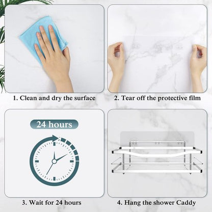 EAGMAK Transparent Shower Caddy - No Drilling Adhesive Soap Holder | 2 Pack Bathroom & Kitchen Storage