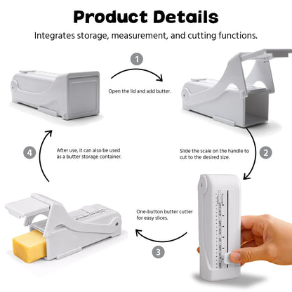 1PCS Stick Butter Cutter Slicer, Measuring Dispenser with Freshness Seal, One Click Stick with Stainless Steel Blade, Cheese Splitter, Butter Slicer, Precise Slicing for Bread, Cakes, Cookies
