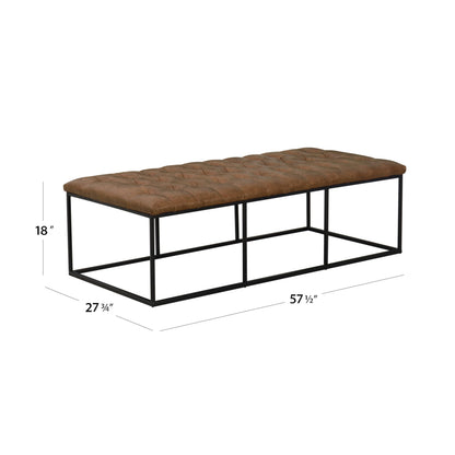 Homepop Home Decor | Large Upholstered Bench | Bench Ottoman with Storage for Living Room & Bedroom | Decorative Home Furniture (Distressed Brown Faux Leather)