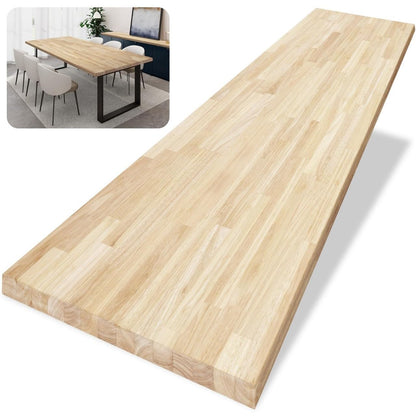Howizz Butcher Block Countertop 60 x 25 x 1.5 in Thick - Hevea Unfinished Solid Wood Table Top, Wood Countertop for Desk Top, Workbench Top, Kitchen Countertop