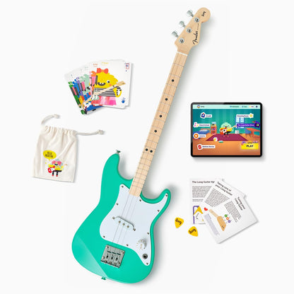 Fender x Loog 3-String Stratocaster Electric kids Guitar 3 string beginner kit (Seafoam Green)