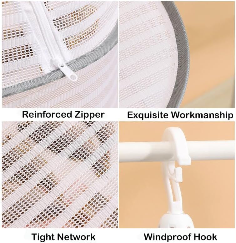 WALLBIG 2Pack 4Layer Foldable Mesh Drying Rack, Zipper Hanging Rack for Herbs, Indoor/Outdoor (Green)