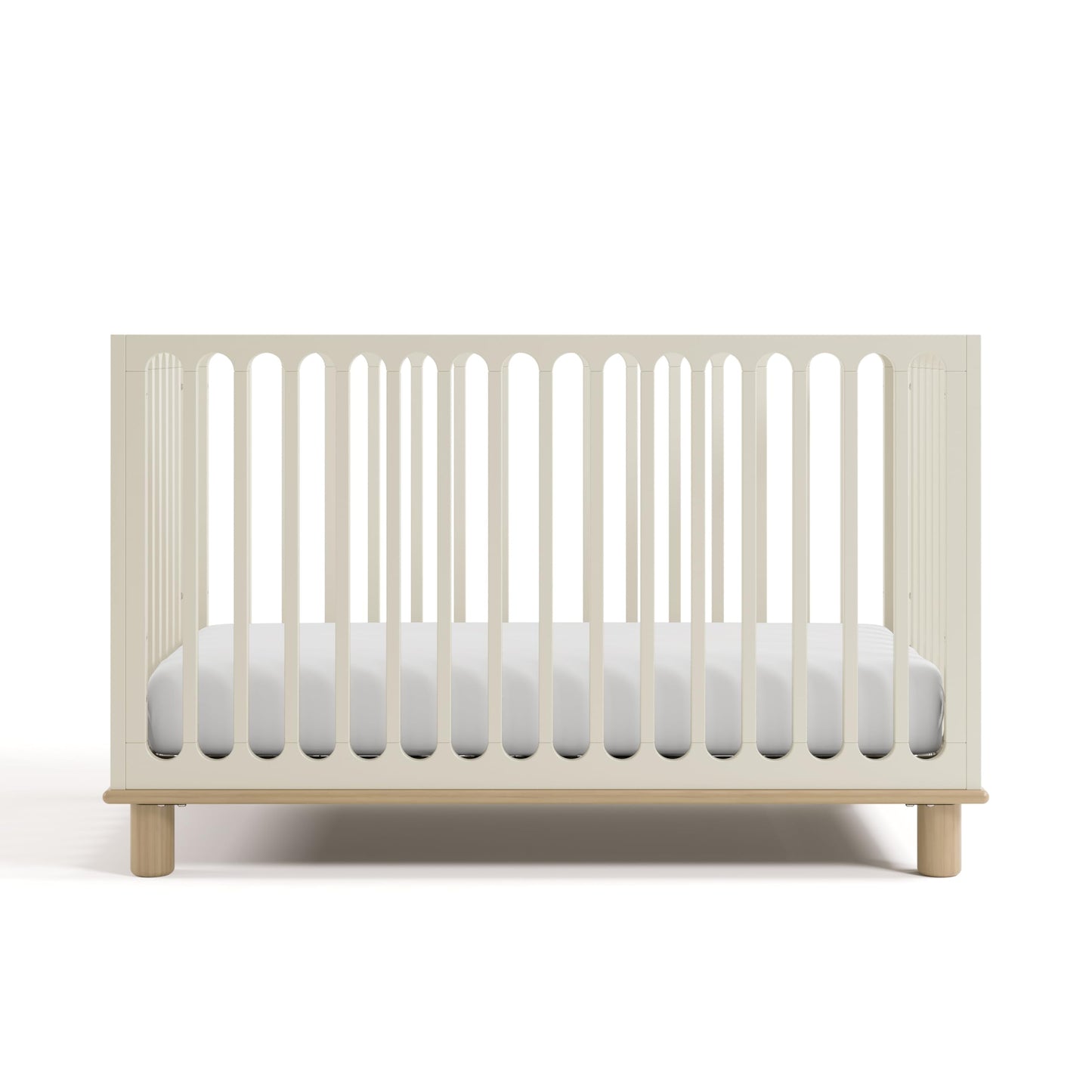 Storkcraft Sicily 3-in-1 Convertible Crib with Toddler Rail Included – GREENGUARD Gold Certified, 100% Solid Wood, Converts to Toddler Bed, Fits Standard Baby Crib Mattress (Frosted Oat and Driftwood)