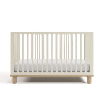 Storkcraft Sicily 3-in-1 Convertible Crib with Toddler Rail Included – GREENGUARD Gold Certified, 100% Solid Wood, Converts to Toddler Bed, Fits Standard Baby Crib Mattress (Frosted Oat and Driftwood)