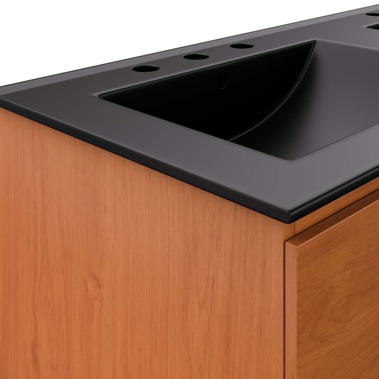 Modway EEI-5815-CHE-BLK Scenic 48" Double Wall-Mount Bathroom Vanity, Cherry Black