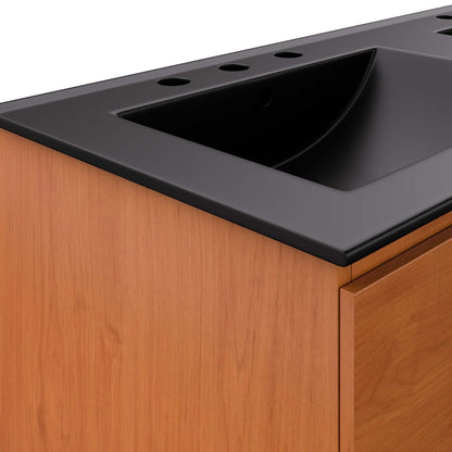 Modway EEI-5815-CHE-BLK Scenic 48" Double Wall-Mount Bathroom Vanity, Cherry Black