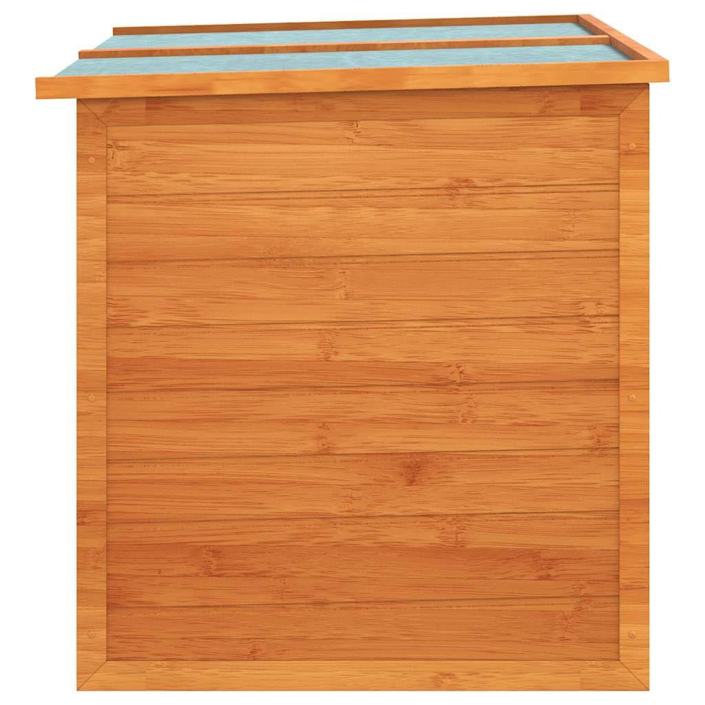 Drillkyn Brown Fir Wood Storage Box with Lid Roof Outdoor Chest for Backyard Patio Yard Storage 49.6 x 28.3 x 28.3 in Durable Outdoor Toy Bin Camping Storage Box