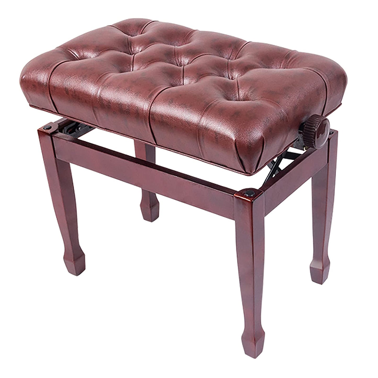 EliteBloom Leather Piano Bench Deluxe Piano Bench Adjustable Keyboard Stool with Waterproof Cushion Wooden Faux Leather Piano Stool with Load Capacity Up to 180 Kg,Brown,Redwood Color
