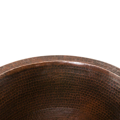 Premier Copper Products BR16DB2 16-Inch Universal Round Hammered Copper Bar Sink with 2-Inch Drain Size, Oil Rubbed Bronze
