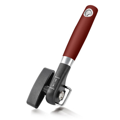 Beneno Can Opener, Manual Side Safe Cut Can Opener Smooth Edge with Durable Sharp Blade, Effort-Saving Knob & Comfortable Non-slip Handle, Red