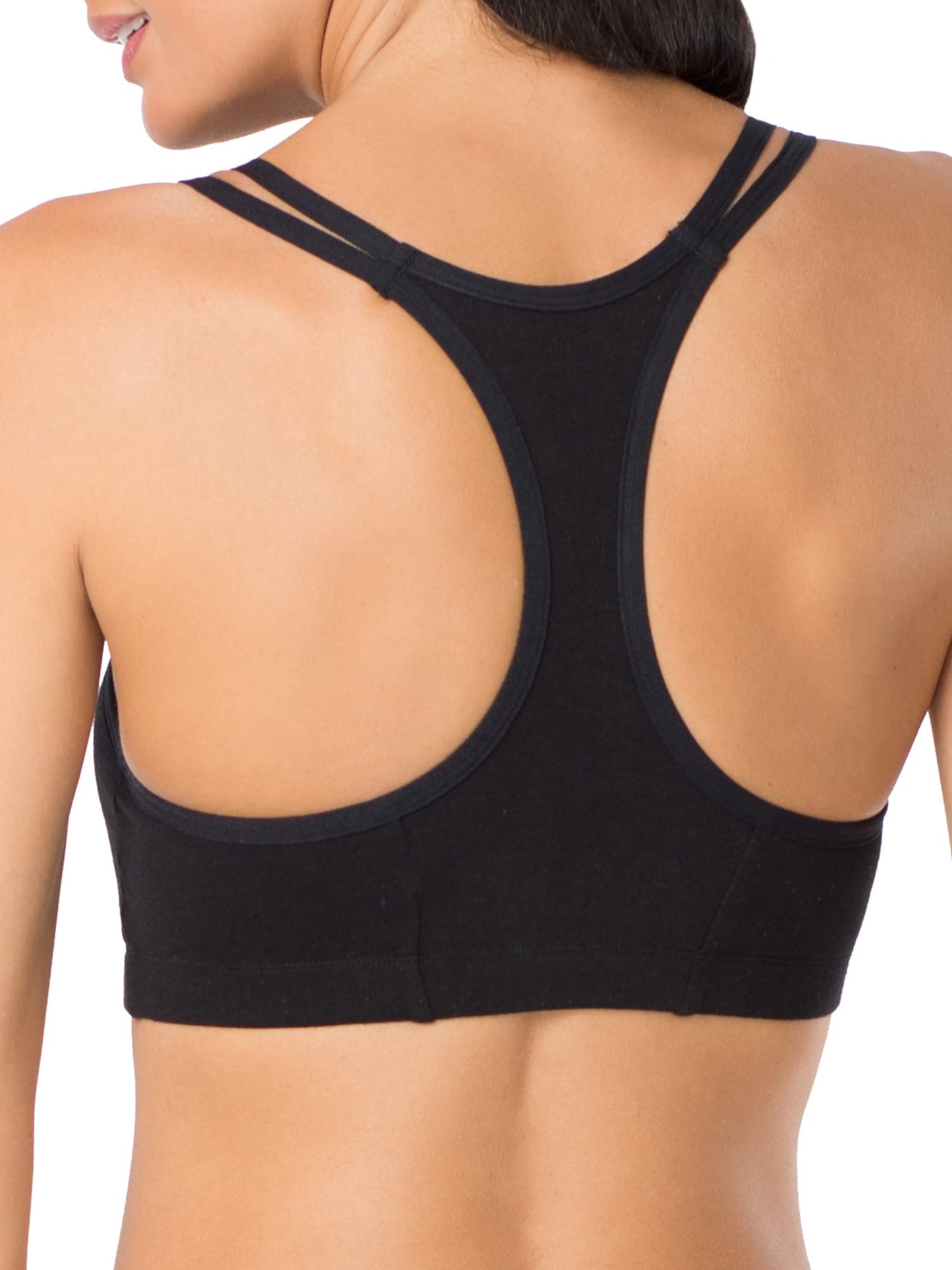 Fruit of The Loom Womens Spaghetti Strap Cotton Pull Over 3 Pack Sports Bra, Grey With Black/White/Black Hue, 44