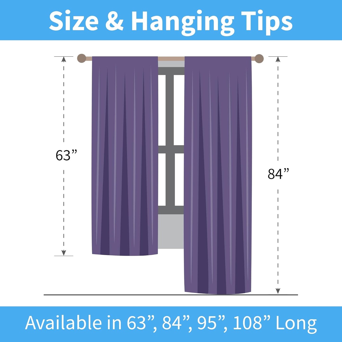 LinenTopia Window Sheer Curtains, 2 Panels, 54" x 84", Light Filtering Drapes for Living Room, Bedroom, Kitchen, Purple