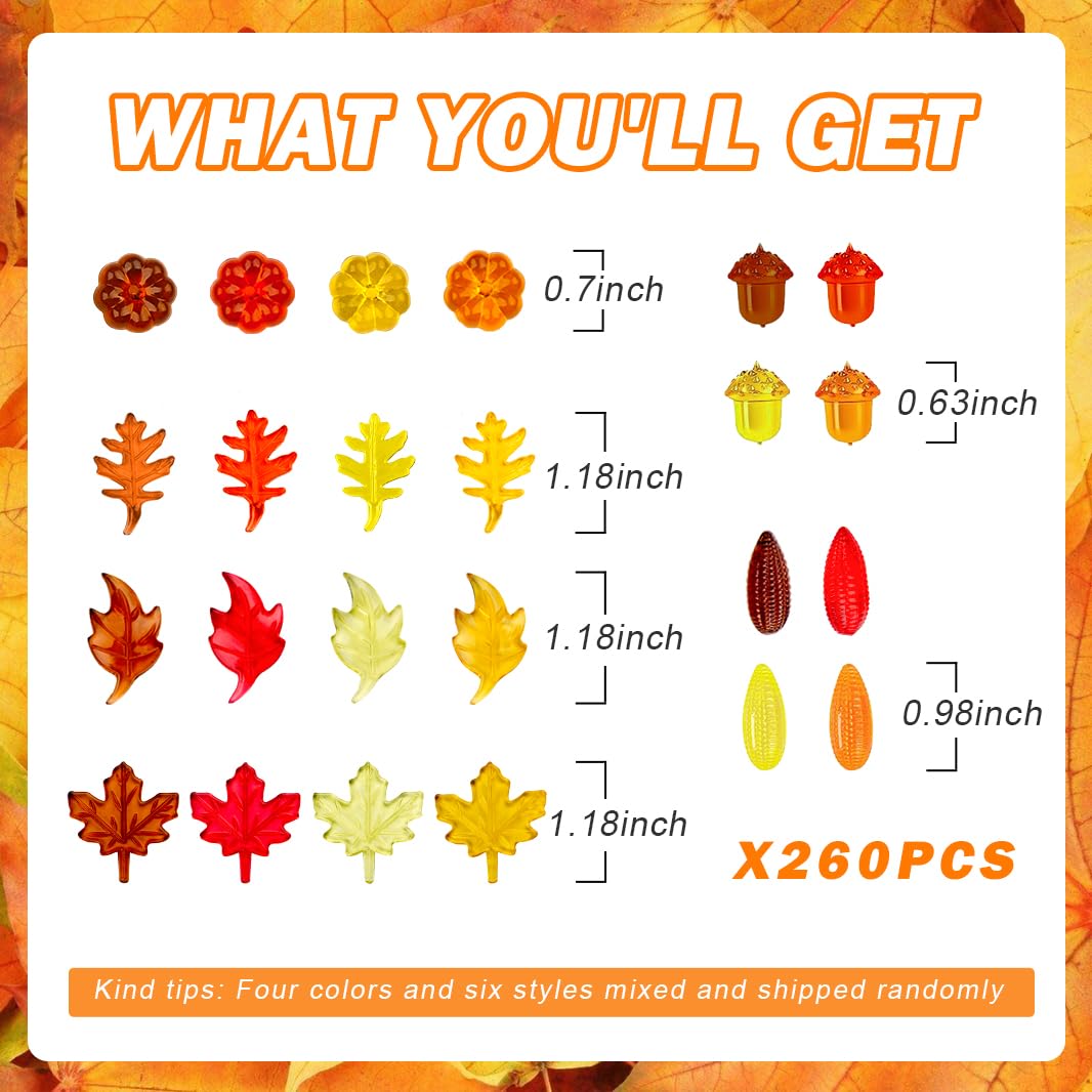 Prehalpty 260PCS Thanksgiving Vase Filler – Acorns, Pumpkins, Corn, and Fall Leaves, Mini Fall Decor for Fall Thanksgiving Centerpieces, Bowl Fillers, Crafts, and Table Decor