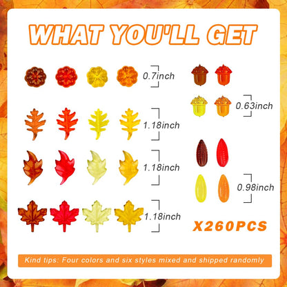 Prehalpty 260PCS Thanksgiving Vase Filler – Acorns, Pumpkins, Corn, and Fall Leaves, Mini Fall Decor for Fall Thanksgiving Centerpieces, Bowl Fillers, Crafts, and Table Decor