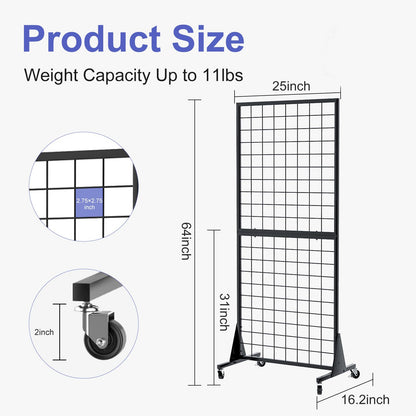 DEYEGELEA 4-Pack 2'x5.5' Ft Gridwall Panel Display Stands Heavy Duty Floor Standing Retail Display Rack with Triangle Base for Retail Art Show With 20 Hooks