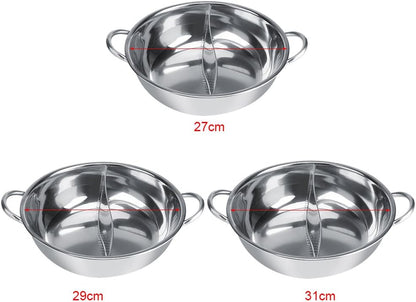 Stainless Steel Pot with Divider for Double-Flavor Soup Cooking, Suitable for Family Gatherings