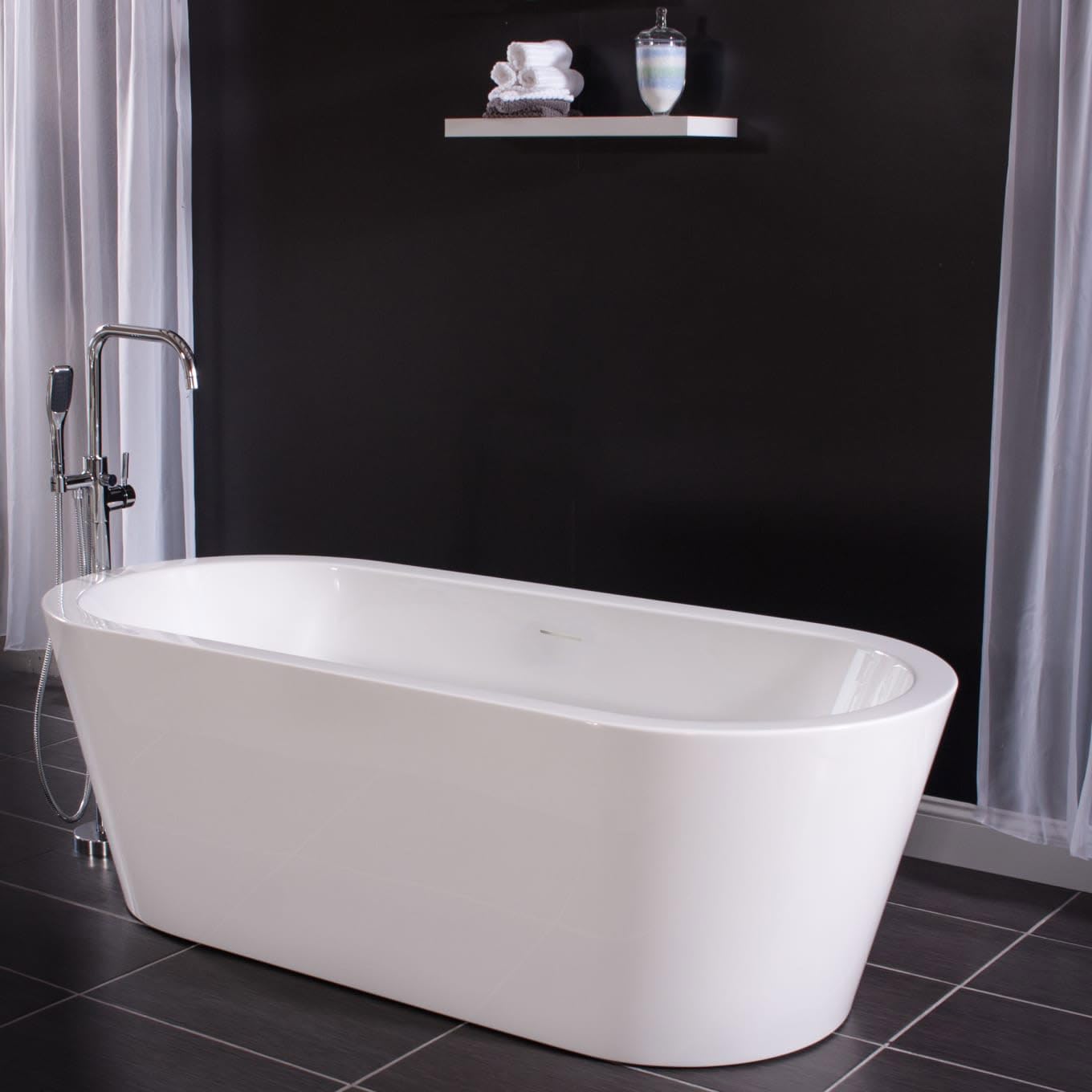 Miseno MNO7132SFSO 71" Free Standing Acrylic Soaking Tub with Center Drain - White