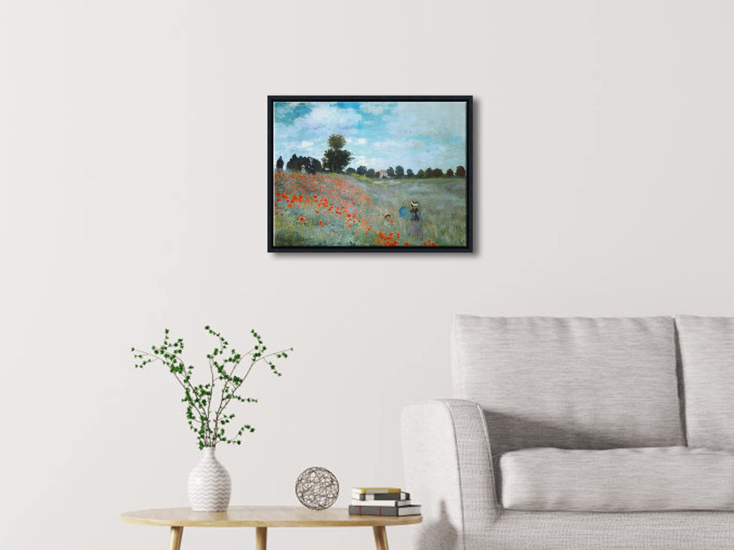 Wieco Art Framed Wall Art The Poppy Field Near Argenteuil Canvas Prints of Claude Monet Floral Oil Paintings Classic Flowers Landscape Pictures Artwork for Bedroom Home Decorations