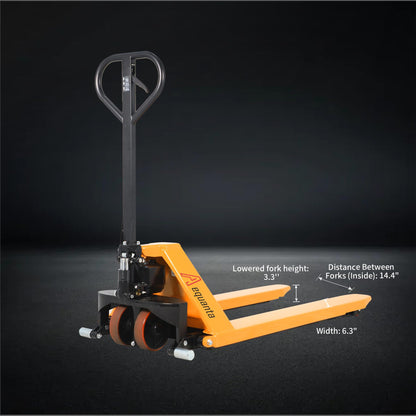 Aequanta Manual Scissor Pallet Jack Truck High Lift Hand Truck (Yellow 48 x 27 Inch)