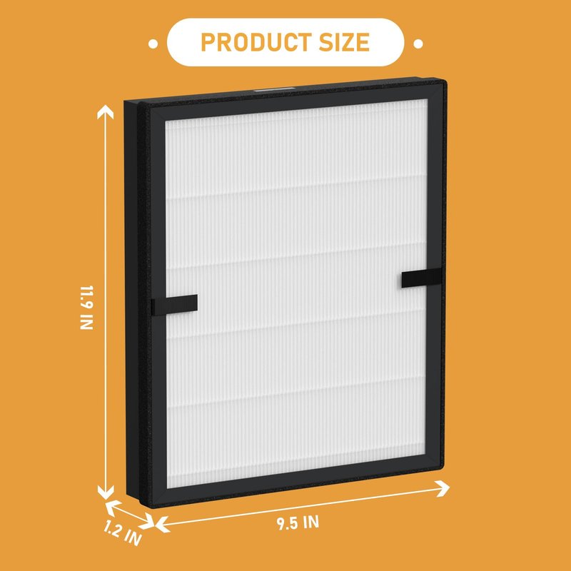 Allisfresh E-200 True HEPA Filter Replacement Compatible with Lunino E-200 Air Cleaner Purifier, 3-in-1 Filtration System with Activated Carbon Filter, 2 Pack White