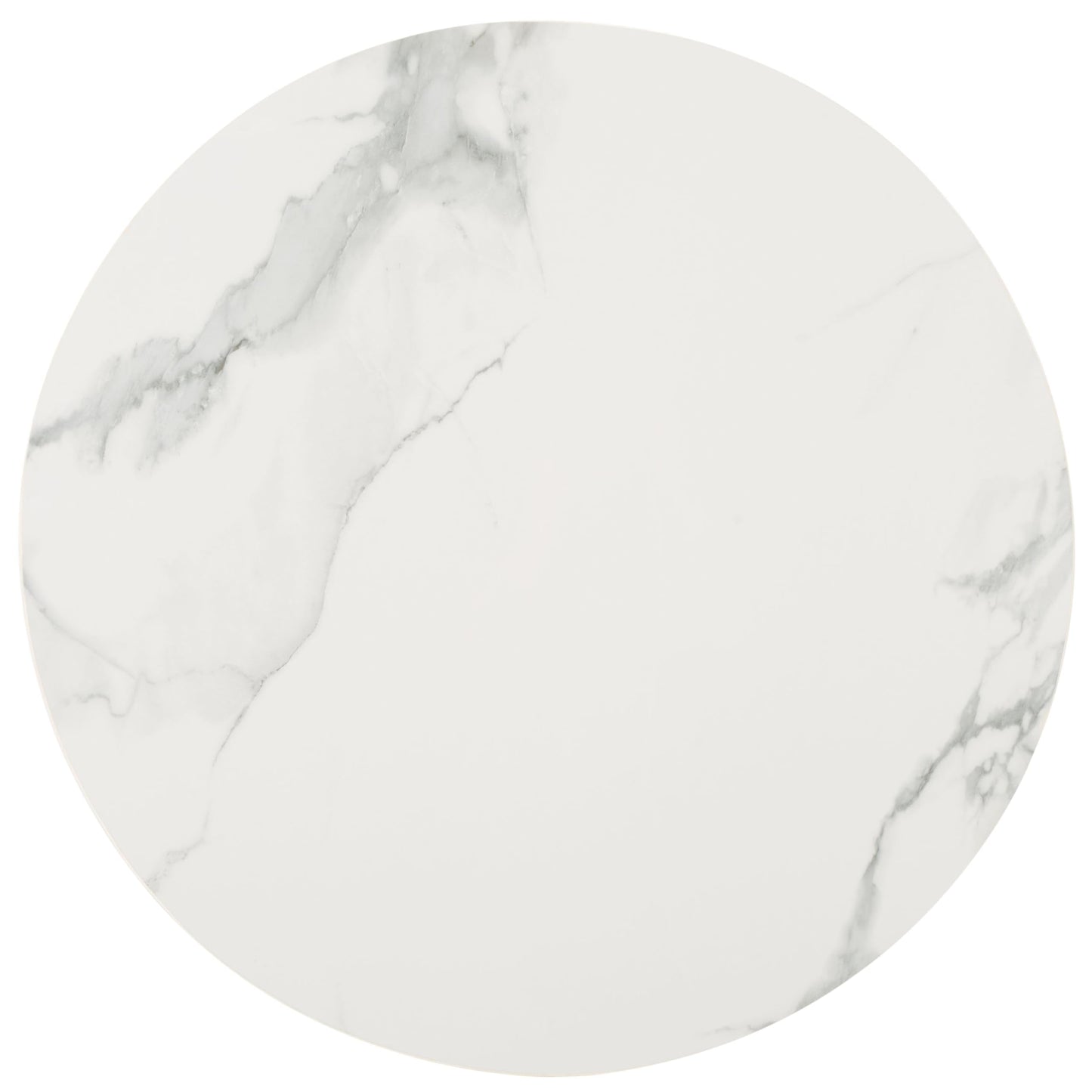 SAFAVIEH Home Collection - Samie Coffee Table, Round White Ceramic Faux Marble Top with Walnut Brown Wood Base (COF2902A)