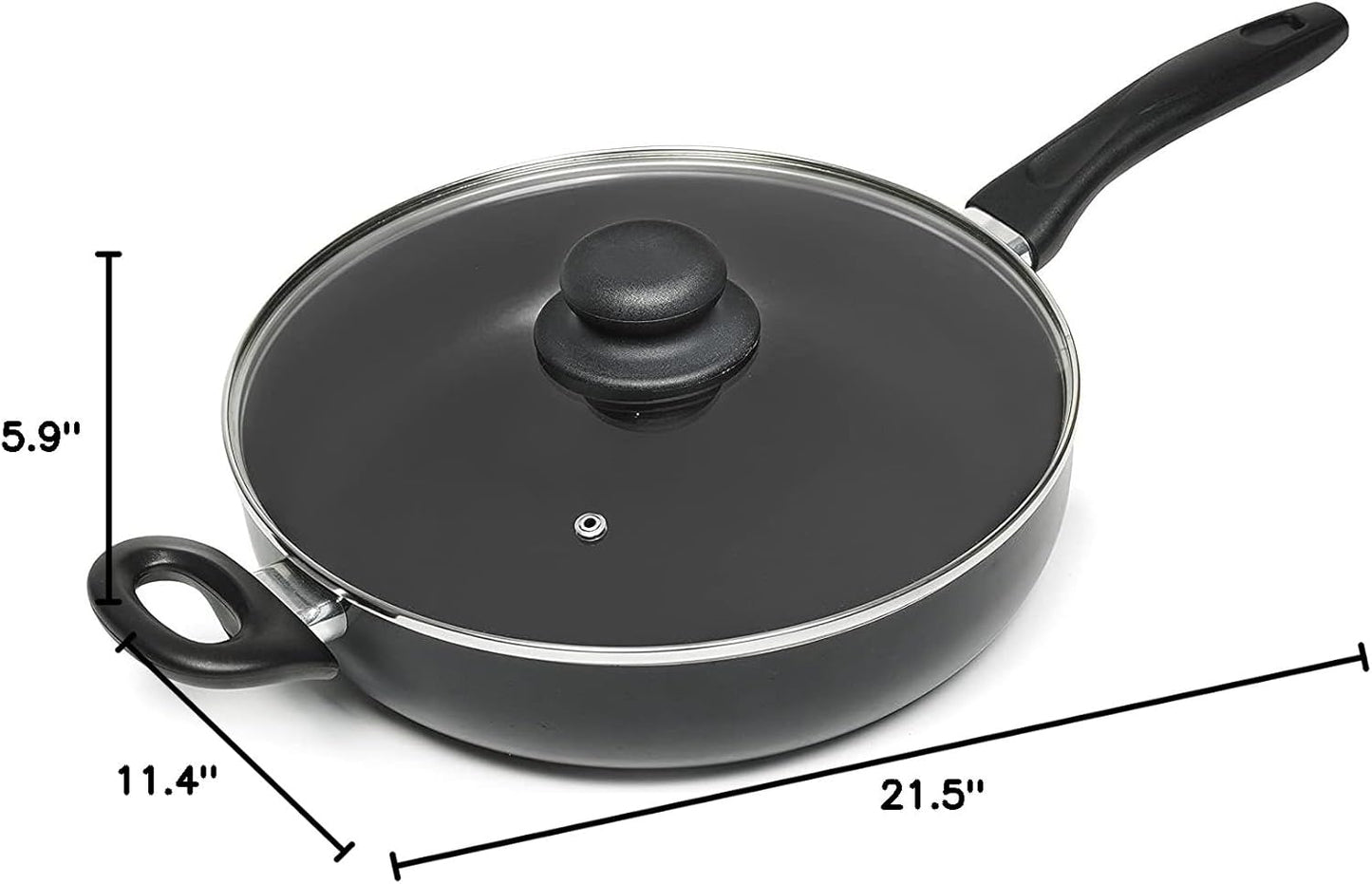IMUSA USA Jumbo Cooker with Lid, 11-Inch, Black