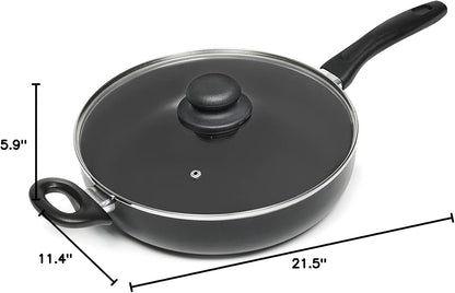 IMUSA USA Jumbo Cooker with Lid, 11-Inch, Black