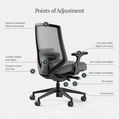 Branch Ergonomic Chair Pro - Mesh Office Chair with 14 Points of Adjustment - Height, Depth & Tilt Adjustable - 5D Armrests - Forward Tilt, Smooth Recline, and Lumbar Support - Boulder