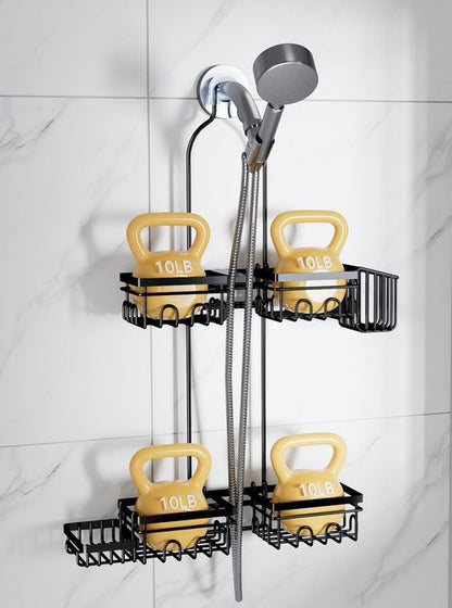 KEGII Hanging Shower Caddy - Rustproof Organizer with Soap Dish, Toothbrush Holder & Hooks | Ideal for Handheld Showerheads