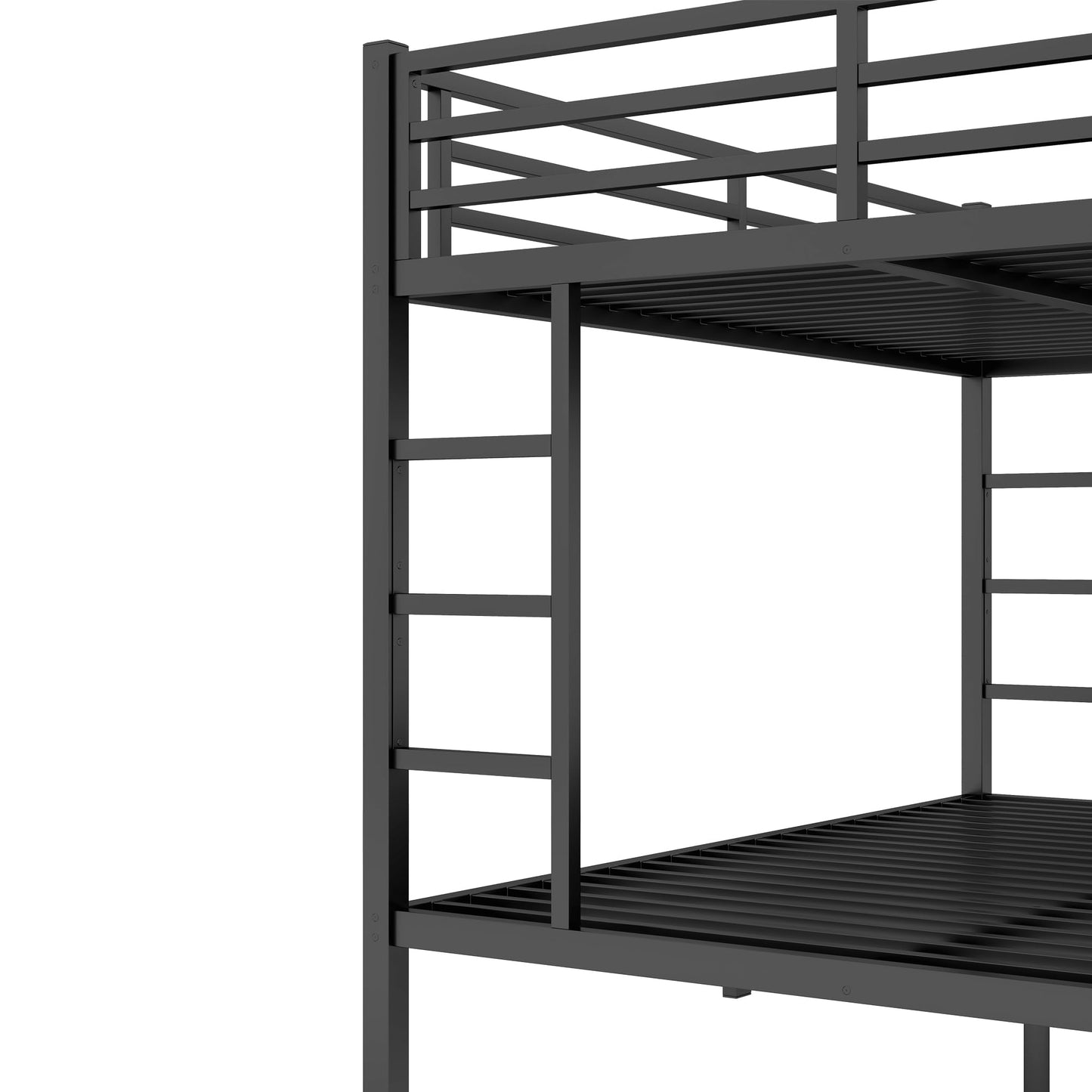 Bellemave Adults Bunk Bed Queen Size, Queen Size Bunk Beds Frame with Safety Guardrail and Build in Ladder, Easy Assemble Bunkbeds, Mattress Not Included, Black