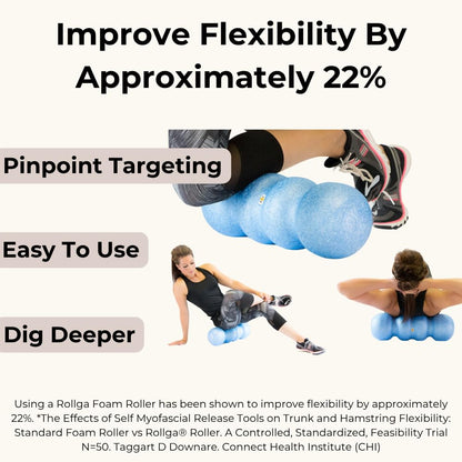 Rollga Foam Roller LITE - High Density Foam Roller for Back Pain Relief, Deep Tissue Massage & Muscle Recovery. Physical Therapy Exercise Tool for Neck, Back, Legs, & Feet. Yoga & Pilates Roller