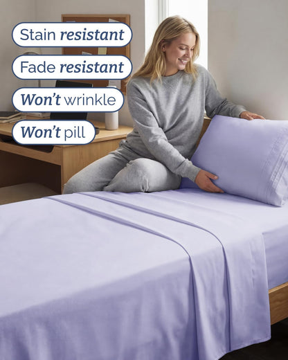Regine Switzerland Twin XL Sheet Set - Comfy Cooling Bedding - Soft, Wrinkle-Free, Deep Pockets - Lavender