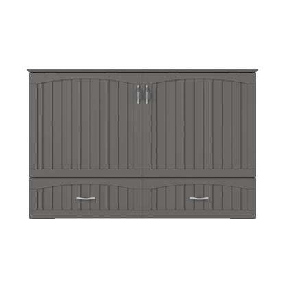 AFI, Aspen Mid-Century Modern Queen Solid Wood Murphy Bed Chest with Mattress in Grey