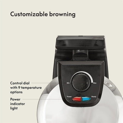 BELLA Classic Rotating Belgian Waffle Maker with Nonstick Plates, Removable Drip Tray, Adjustable Browning Control and Cool Touch Handles, Black